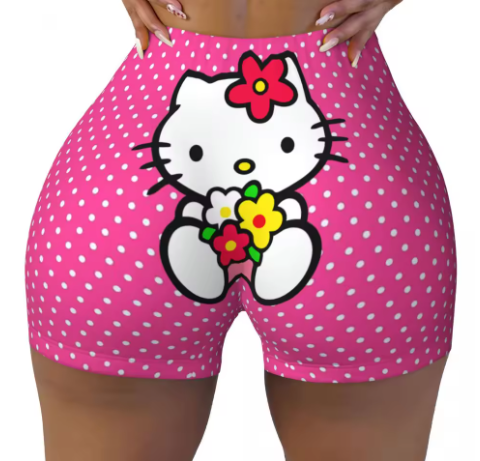 Hello Kitty Themed Yoga Shorts