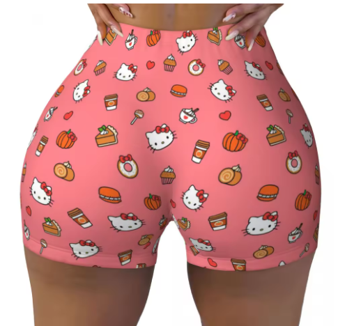 Hello Kitty Themed Yoga Shorts