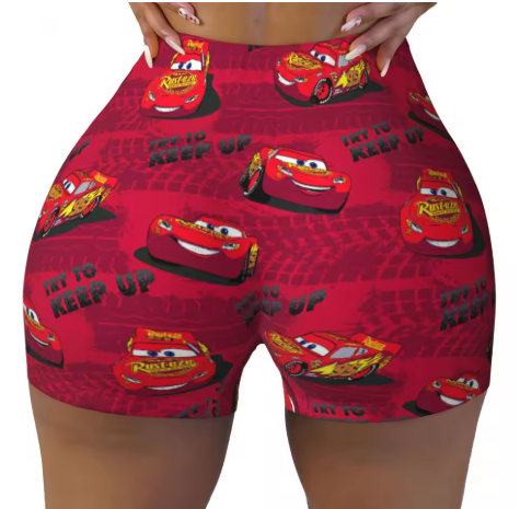 Lightning McQueen Themed Yoga Shorts