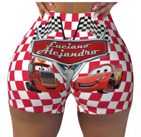 Lightning McQueen Themed Yoga Shorts