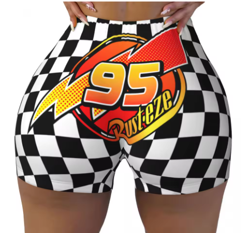 Lightning McQueen Themed Yoga Shorts