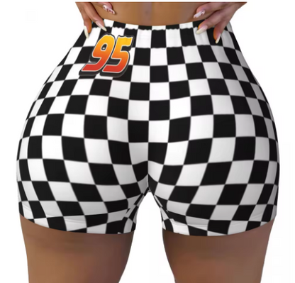 Lightning McQueen Themed Yoga Shorts