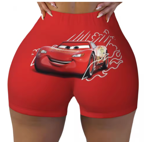 Lightning McQueen Themed Yoga Shorts