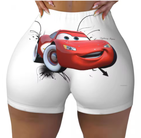 Lightning McQueen Themed Yoga Shorts
