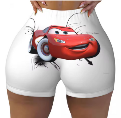 Lightning McQueen Themed Yoga Shorts