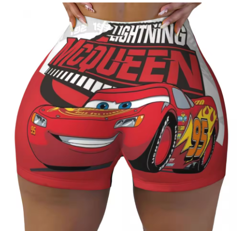 Lightning McQueen Themed Yoga Shorts