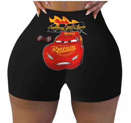 Lightning McQueen Themed Yoga Shorts