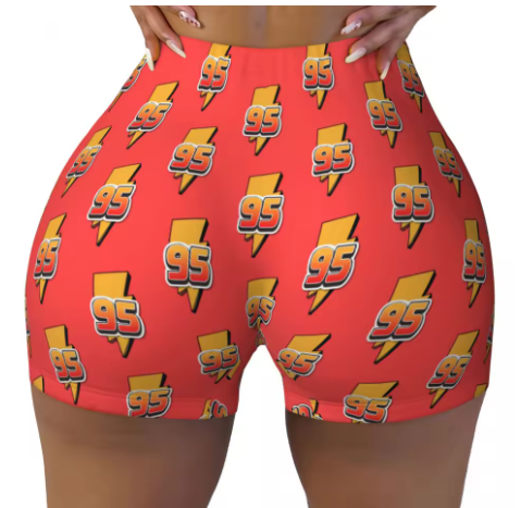 Lightning McQueen Themed Yoga Shorts